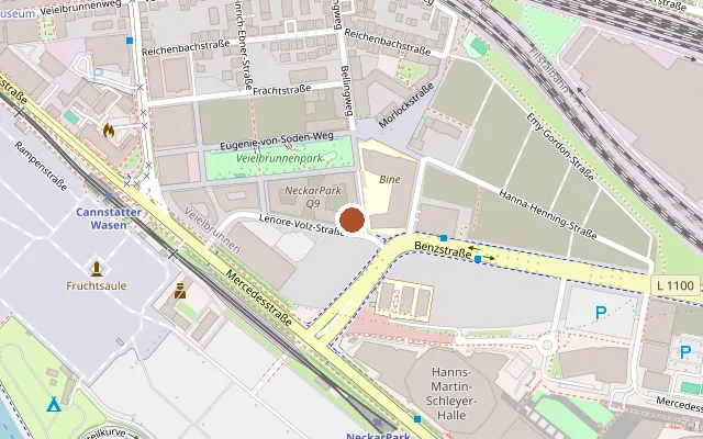 Karte mit der Lage von Adagio Stuttgart NeckarPark