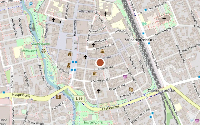Karte mit der Lage von Außenstelle des Checkpoint AIDS-Hilfe Freiburg e. V.