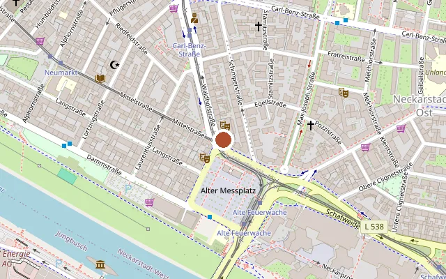 Karte mit der Lage von Capitol Mannheim