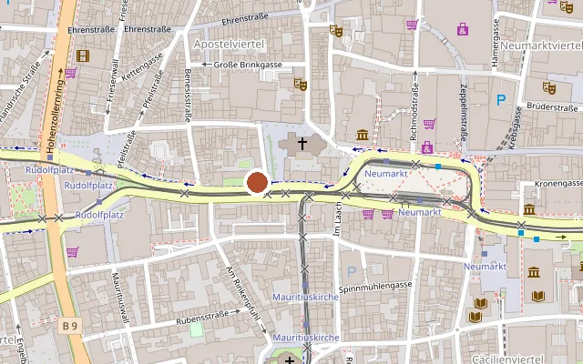 Karte mit der Lage von Filmclub 813/ Kino in der Brücke