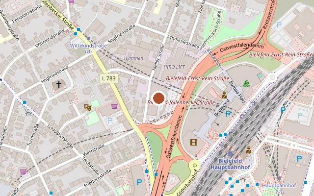 Karte mit der Lage von Forum Bielefeld