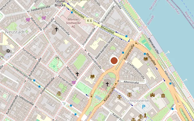 Karte mit der Lage von Frauenzentrum