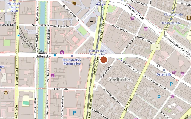 Karte mit der Lage von Komödie Düsseldorf