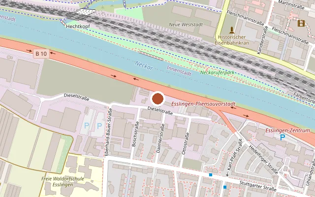 Karte mit der Lage von Kulturzentrum Dieselstraße e. V.