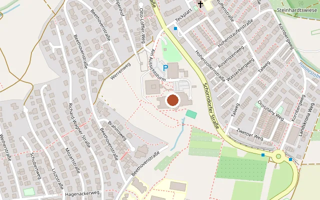 Karte mit der Lage von Landratsamt Esslingen, Gesundheitsamt Plochingen