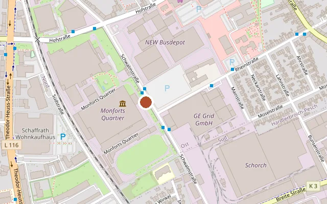 Karte mit der Lage von Monforts Quartier