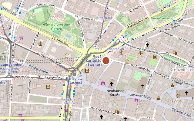 Karte mit der Lage von Münchner Künstlerhaus
