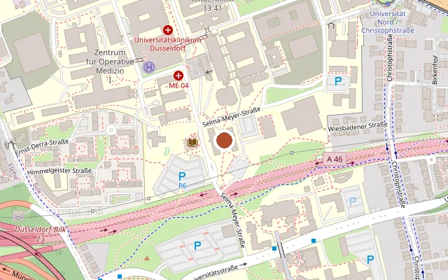 Karte mit der Lage von Schwulenreferat der Uni und FH Düsseldorf