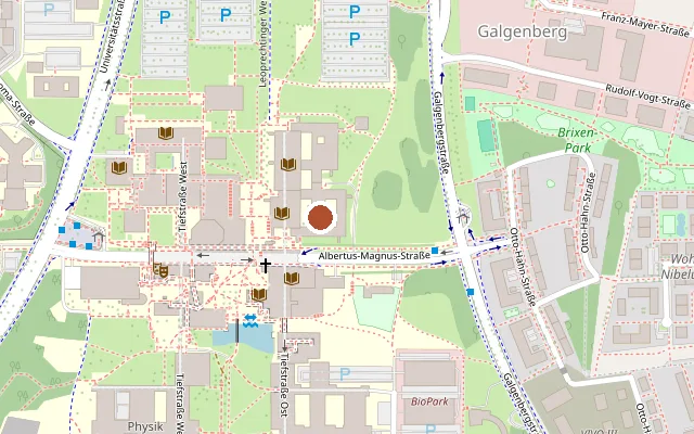 Karte mit der Lage von Universität Regensburg - Audimax