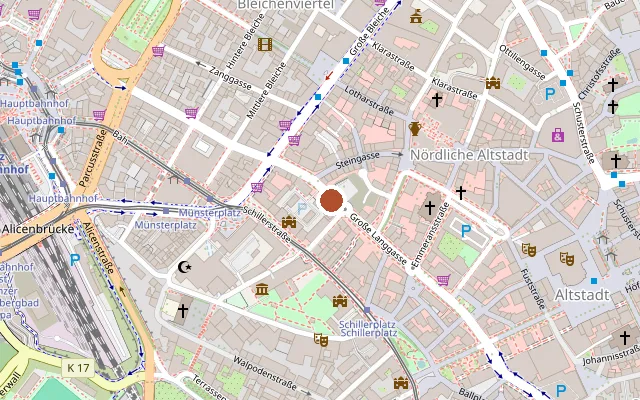 Map showing where Aidsberatung Landkreis MZ-Bingen is