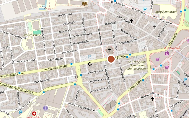 Map showing where Aidshilfe KL is
