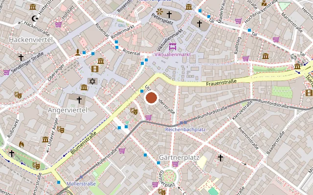 Map showing where Alexander's Café Bar is