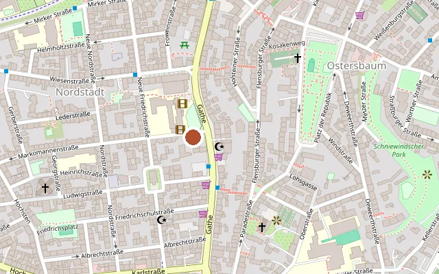 Map showing where Autonomes Zentrum - Wuppertal is