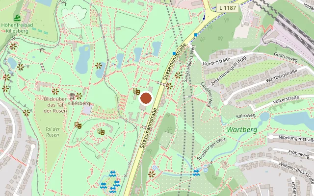 Map showing where Biergarten Höhenberg is