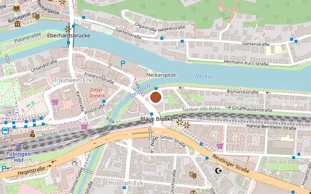 Map showing where Blaue Brücke is