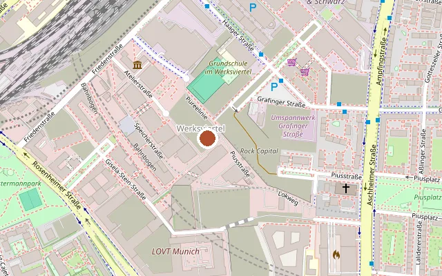 Map showing where Bongo Bar im Kunstpark Ost is