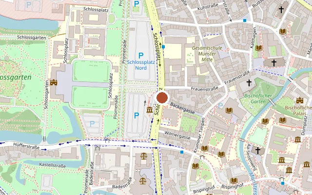 Map showing where Café Malik is
