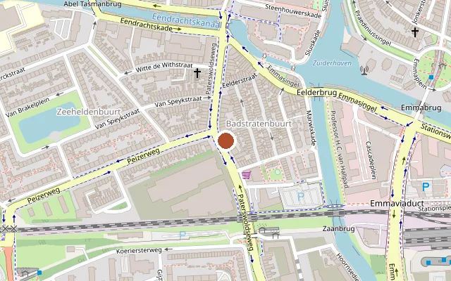 Map showing where Café Ons Moeke is