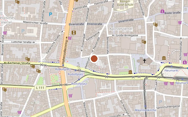 Map showing where Café Rico is