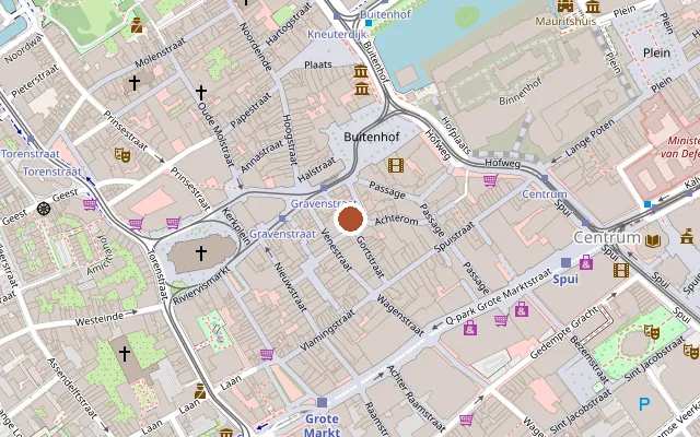 Map showing where Café 't Achterom is