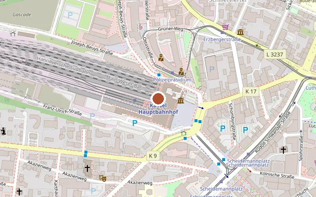 Map showing where Caricatura Galerie für Komische Kunst is