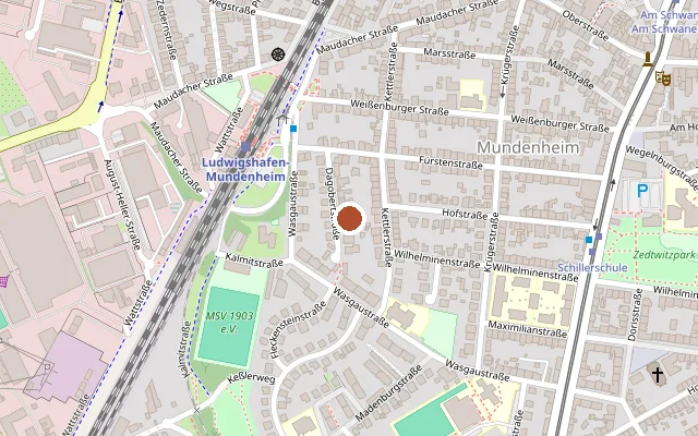 Map showing where Dagobert Sauna is
