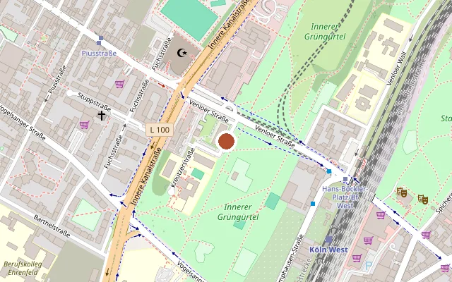 Map showing where Doris Roper Haus is