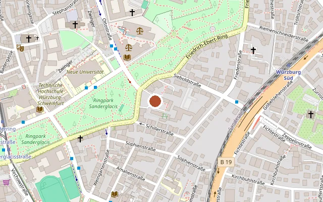 Map showing where Evangelischen Studentengemeinde is