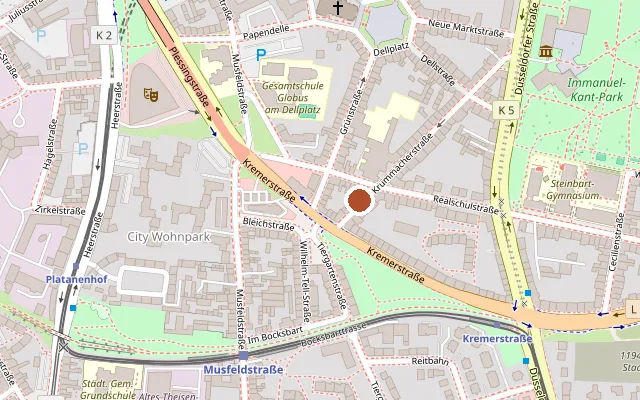 Map showing where Gayworld Duisburg is