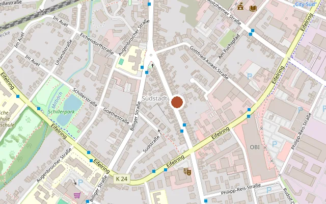 Map showing where Gesundheitsamt des Kreises Euskrichen: anonyme & kostenlose HIV- u. STI-Tests sowie Beratung is