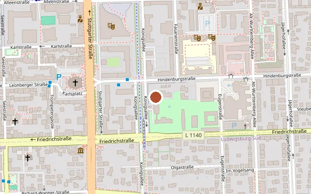 Map showing where Gesundheitsdezernat, Landratsamt Ludwigsburg is