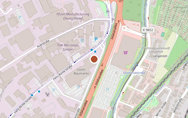 Map showing where Hans Bunte Areal is