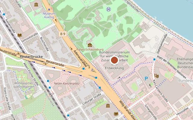 Map showing where Kanzlerbau des Bundesminsteriums is