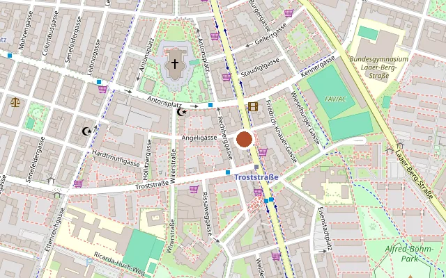 Map showing where Kino-Labyrinth is