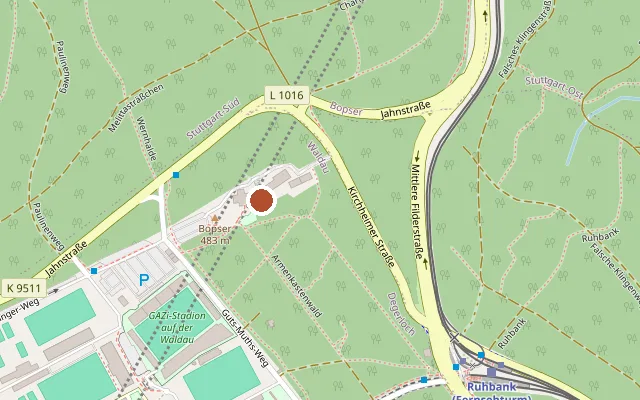 Map showing where Leonhardts am Fernsehturm is