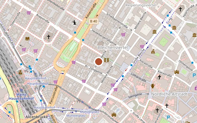 Map showing where Main TS is