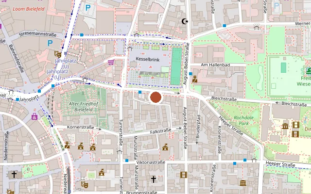 Map showing where Muttis Bierstube is