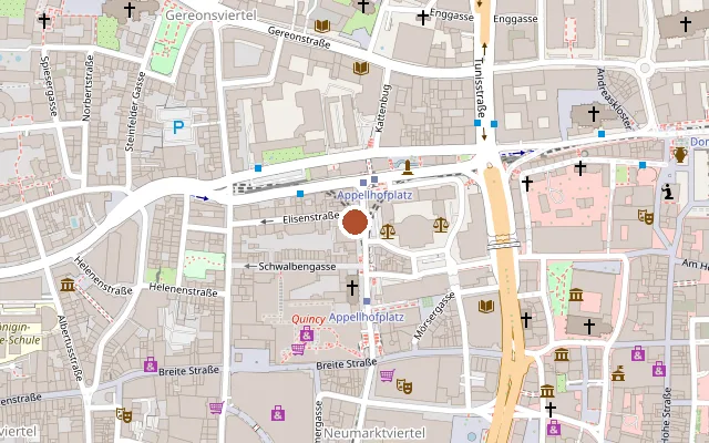 Map showing where NS-Dokumentationszentrum (EL-DE-Haus) is