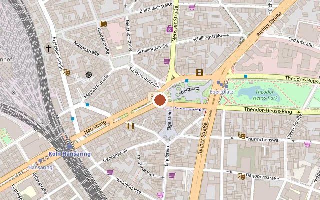 Map showing where "Praxis am Ebertplatz" is