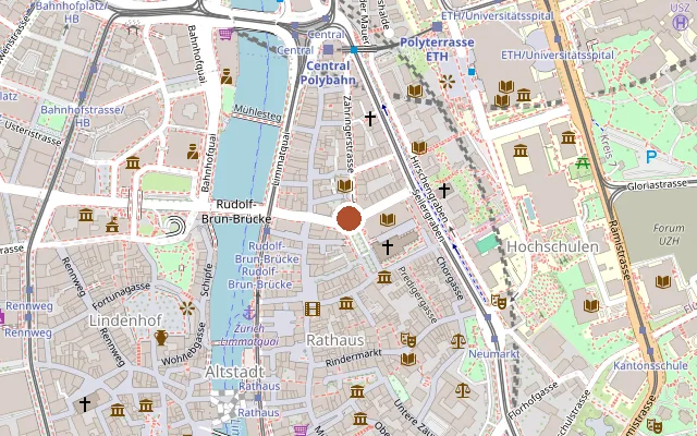 Map showing where Predigerhof Bistro Bar is