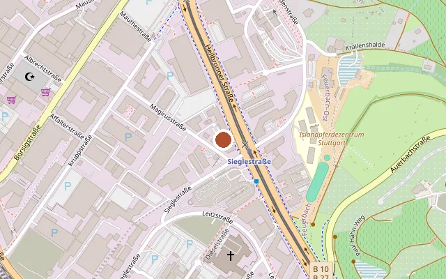 Map showing where Premier Inn Stuttgart Feuerbach is