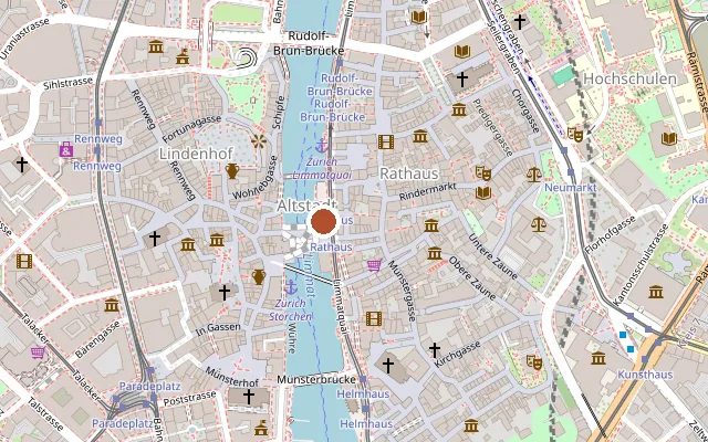 Map showing where Rathaus Café is