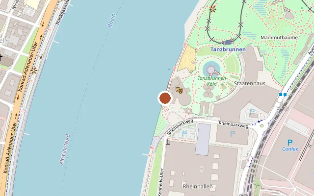Map showing where Rheinterrassen is