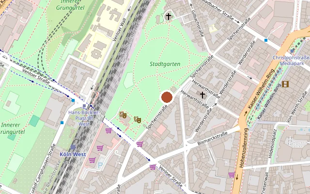 Map showing where Stadtgarten is