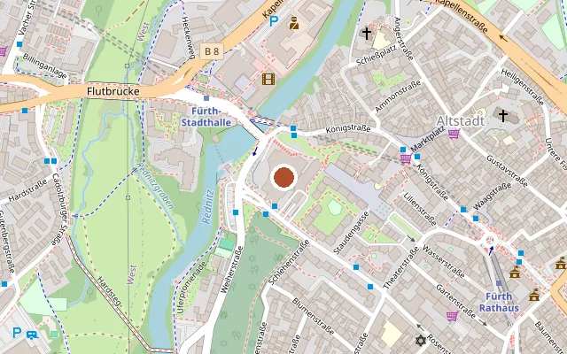 Map showing where Stadthalle Fürth is