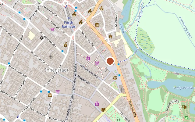 Map showing where Stadttheater Fürth is