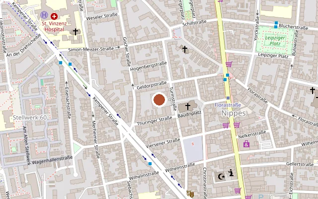 Map showing where Studiotheater Köln is