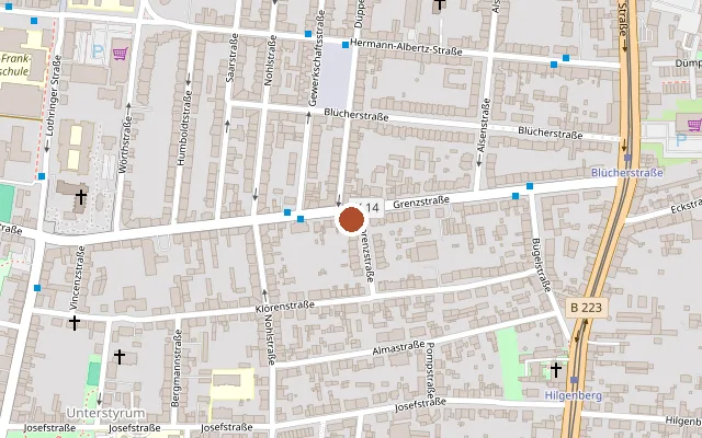 Map showing where Theater Oberhausen is