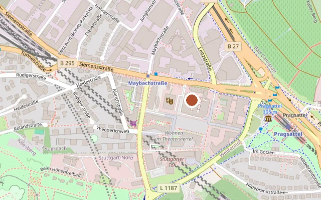 Map showing where Theaterhaus Stuttgart is