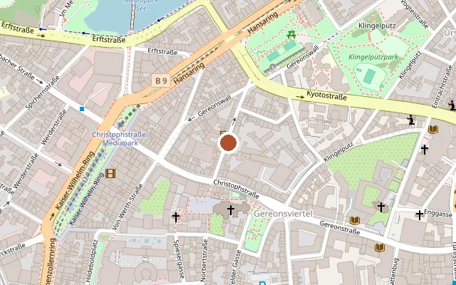 Map showing where Wohnzimmertheater is